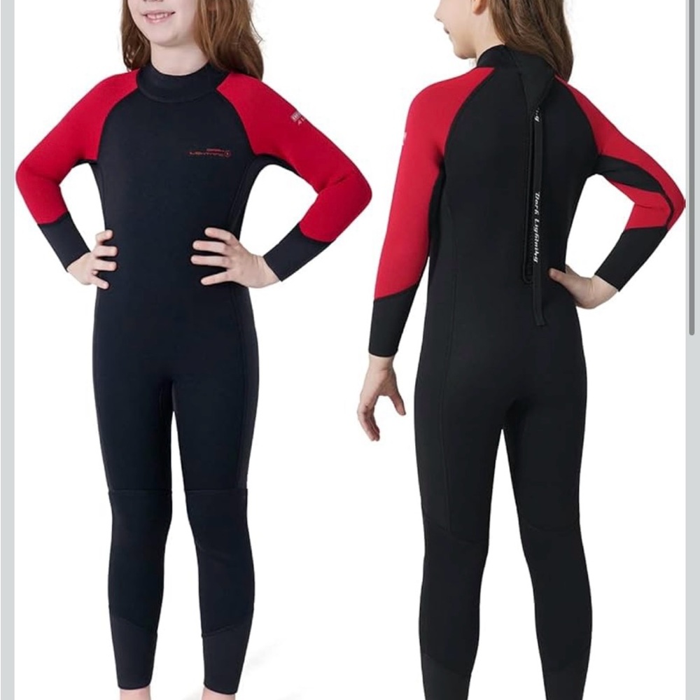 Youth Black and Red Rashguard Wetsuit